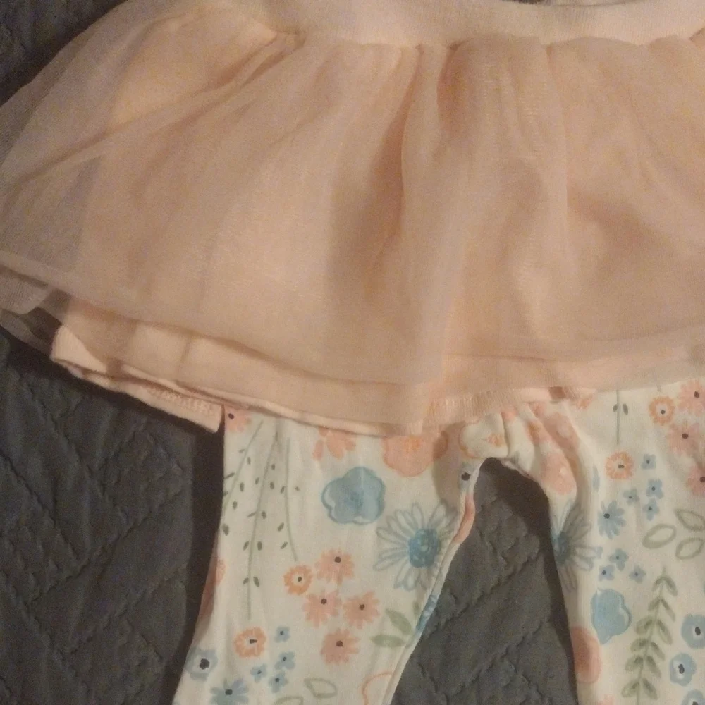Gerber Pink and White Floral Leggings with Tutu​​
